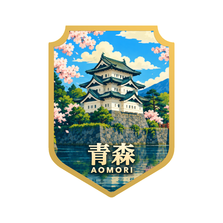 弘前城を描いた青森のバッジ