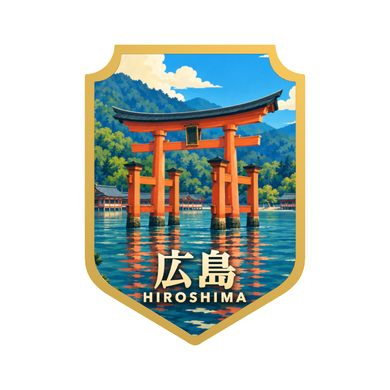 厳島神社を描いた広島のバッジ
