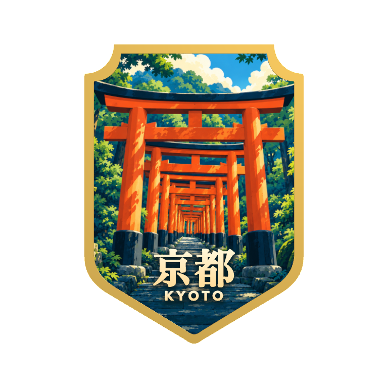 伏見稲荷大社を描いた京都のバッジ